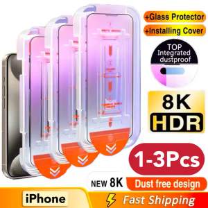 For IPhone 17e 17 Air 16e 13 11 12 14 15 Pro Max XR 16 15 Plus 7 8 6 6S XS Max 1-3Pcs Oleophobic Coating Dust Free Easy Installation Screen Protector 17pro 16pro 15pro 14pro 13pro 12pro 11pro 16+ 15+ 14+ XSMax 7+ 8+ 6+ 6s+ SE3 Tempered Glass Protection