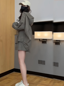 Summer Fashion Combo Womens Long Sleeve Loose Leg Shorts Set High-End Feel Cover Button Cloth Full Sleeve Outfit Ensemble