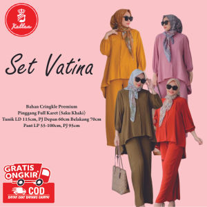 Setelan Wanita Jumbo Crinckle Premium Set Remaja Ootd Hijab Korean Style Vatina Mode Set Fashion Trendy Kekinian - XELLEA