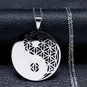 2026 Flower of Life Stainless Steel Mandala Metatron Necklaces Sacred Geometry Long Black Bead Necklace Jewerly flor de la vida