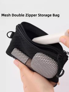 Minimalist Japanese Style Mesh Phone Bag Dual Zipper Storage Wallet Card Holder Small Waste Bag Coin Purse Handbag Nylon