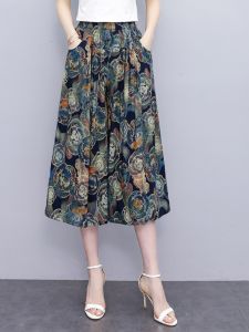 High Waist Cotton Silk Wide Leg Pants Seven-Foot Skirt Womens Summer Thin Soft Casual Pants Drapey Feel Comfortable Trousers