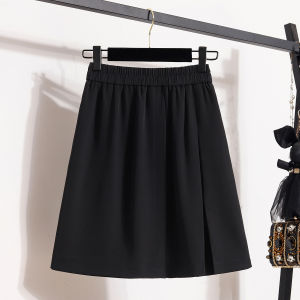 High-Waist Loose Fit Short Skirt for Plus Size Women Summer 2023 Design Lightweight Anti-Exposure Quarter Length Casual Workwear