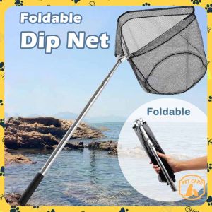 Retractable Fishing Net Triangle Head Fine Mesh Swinging Pool Leaf Skimmer Tackle Folding Landing Net