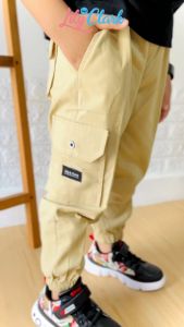 Lily And Clark Celana Panjang Cargo Joger Anak Laki-Laki Warna Cream CJ01