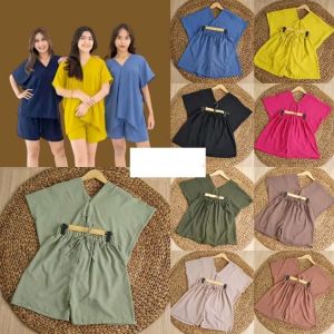 Oneset Nagita Pendek Setelan Nagita Hotpans Crinkle Airflow
