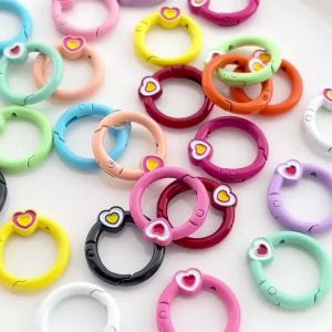2pcs Of Alloy Oil Dripping Dual Color Heart-shaped Spring Buckle Keychain Clip Hook Chain DIY Jewelry Buckle Connector