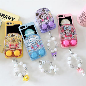 MeiLetiKuLoMi Game Console ZFlip6 Phone Case Foldable Screen ZFlip5 Protective Cover Cartoon Cinnamon Dog ZFlip4 Anti-Fall Shell ZFlip3 Cute Womens Model W24 Flip Cover