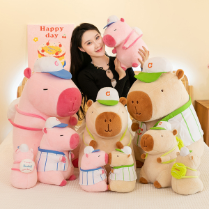 Gấu bông Chuột Lang Capybara Hồng Bóng chày Áo Tennis dễ thương đeo Balo