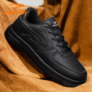 Deerway Mens Shoes Sport Work Kitchen Work Leather Board Shoes Black Waterproof Oil-resistant Trendy Shoes Casual Style