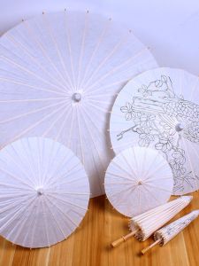 Blank Oiled Paper Umbrella DIY Material Kids Handmade Painting Scattered Kindergarten Chinese Style Graffiti Paper Umbrella Toy
