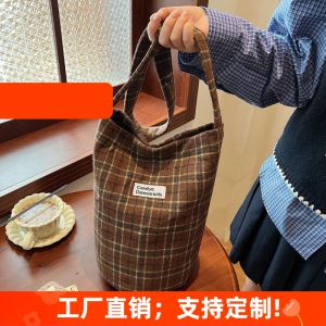 Trendy Polka Dot Leopard Print Plaid Women's Shoulder Handbag Bucket Bag Soft Cotton Large Capacity Casual Handbag