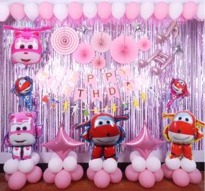 Kids-Birthday Party Boys and Girls Birthday Arrangement Background Decoration Super Wings Ledi Xiaoai Aluminum Film Letter Balloon