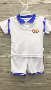 Cotton Terno for Kids Boy White & Blue Polo Classic Outfit 1-5yrs old E35