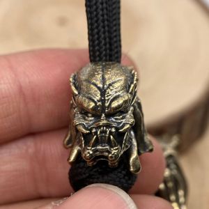 Brass Alien Beast Face Iron Warrior Paracord Beads EDC Knife Beads Outdoor Handmade DIY Woven Lanyard Pendant Punk Accessories