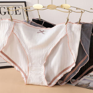 KUCHAR M-4XL Plus Size Panties For Women Cotton Fat Girls Underwear Bow-Knot Thread Mid-Waist Breathable High Elasticity Briefs