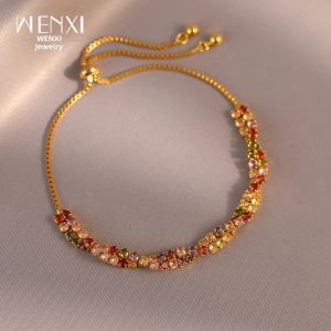 WENXI | Dây Chuyền Tối Giản Sang Trọng Mới 2026 Màu Cầu Vồng Quyến Rũ