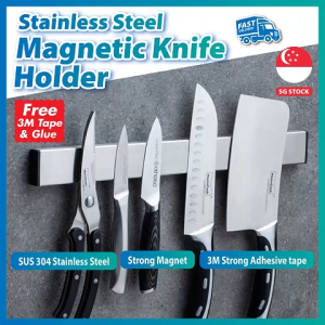 [SG STOCK] Stainless Steel Magnetic Knife Holder - Strong Magnetic Knife Rack for Secure and Kitchen Organization