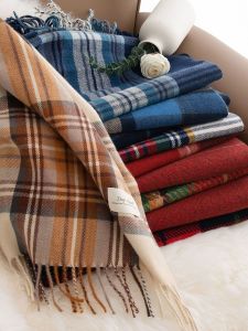 Scottish Plaid Woolen Scarf Womens Winter New Style Student High Sensation 100% Fake Cashmere Neck Warmer Korean Version Tassel