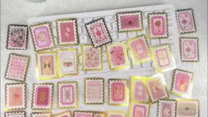 50PCS Retro Love Stamp Stickers Love Themed Gold Foil Decal Valentines Day Hot Foil Sticker DIY Laptop Scrapbooking Decorative