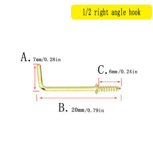 50/30/10pcs L Shaped Screw Hooks 20mm 38mm 42mm 53mm Golden Right Angle Self Tapping Screw Hook for Hanging