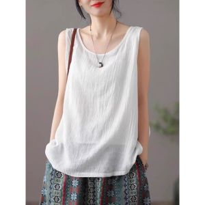 White Linen Summer Tank Top