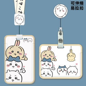 Cute Cartoon High Aesthetic Chiikawa Student Campus Card Holder Bus Metro Access Control Horizontal ID Lanyard Retractable