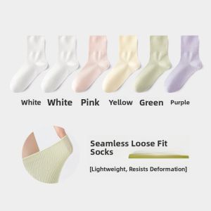 Miiow | Womens Mid-Calf Socks Breathable Antibacterial No Show Pure Color Cotton Blend Comfortable Absorbent Odor Control Socks
