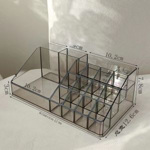 กล่องเก็บเครื่องประดับแบบใสอะคริลิกสีน้ำตาลหลายชั้น กล่องเก็บสร้อยคอ สร้อยข้อมือ สร้อยคอแบบโซ่ไข่มุก กันฝุ่น สไตล์เรียบง่าย