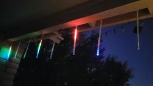 METECH Solar Meteor Shower Rain Lights LED Outdoor Waterproof Icicle Fairy String Lights For Home