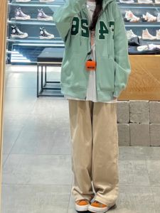 American Khaki Cargo Pants Womens Spring and Autumn New Arrival Straight-Leg Trousers Loose Wide Leg High Waist Slim Fit Casual Pants