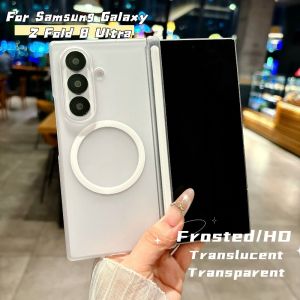 Frosted Translucent Magnetic Hinge Protect Case for For Samsung Galaxy Z Fold 8 Ultra 7 6 5 4 Wireless Charge Clear Cover Funda