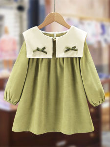 Spring Autumn Baby Girls Long Sleeve Sweatshirt Dress Cute Cartoon Print A-Line Skirt Cotton Polyester Blend Comfortable Kids Clothing