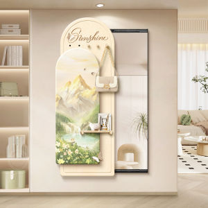 RUIBAHAO | Sliding Hidden Creamy Wooden Full Length Dressing Mirror