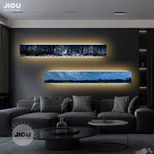 Abstract Fine Strip Living Room Decorative Painting Light Luxury Sofa Wall Painting Bedroom Led Luminescent Lamp Painting Atmosphere Painting