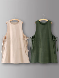 Váy Bếp Cotton Nguyên Chất Mới 2025 Váy Bếp Nấu Ăn Tại Nhà Logo in Chữ Váy Làm Việc Cotton Nguyên Chất Dành Cho Nữ Váy Bếp Hàn Quốc