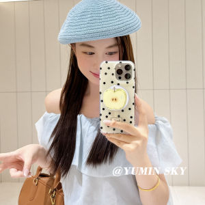 YUMIN SKY Black Polka Dot Magnetic Absorption iPhone 16 pro Max 17 pro Case Womens Style Anti-Fall Soft Silicon Shell for Apple