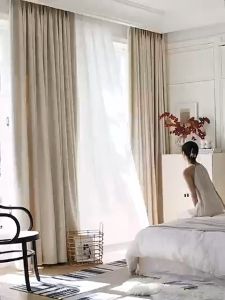 ผ้าม่าน ผ้าฝ้ายแบบหนา ไฟดับเต็ม 95% ผ้าม่านเนื้อสามมิติ