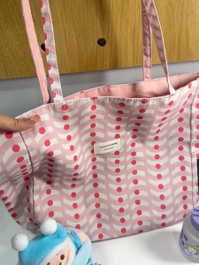 Just Star Cute Hello Kitty Tote Bag with Polka Dot Design and Large Capacity for Daily Use and Travel