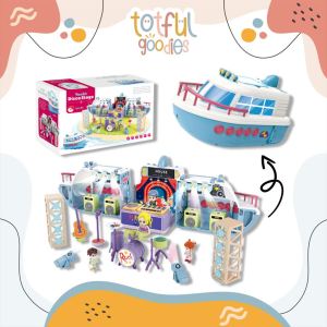 Kids YACHT DISCO STAGE Dollhouse Play Role 2-in-1 Mini Scene Gift Boy Toy Playset