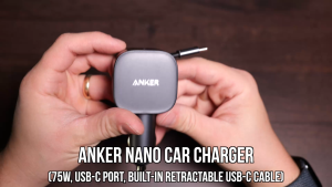 Anker USB-C Car Charger 75W Max Ultra-Compact Type-C Fast Car Charger with Built-In Retractable Cable Car Adapter for iPhone 16/15/14 Series MacBook Pro/Air iPad Galaxy AirPods and More