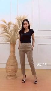 Celana Strech Baggypants Wanita k03 Jumbo Pinggang karet