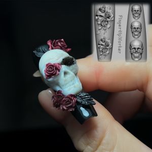1 Pc Original แม่พิมพ์เล็บ Dark สไตล์ Rose Skull มือหนามลูกไม้ 3d ซี่โครงกระดูกสันหลังกระดูกแม่พิมพ์เล็บ DIY ประณีตแม่พิมพ์