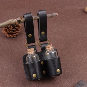 Renaissance Cork Glass Magic Bottle with Bottle Cover Viking Knight Retro Belt Accessories Halloween Dress up Props