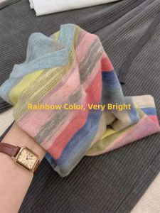 Rainbow Stripes Dopamine Design Casual T-Shirt