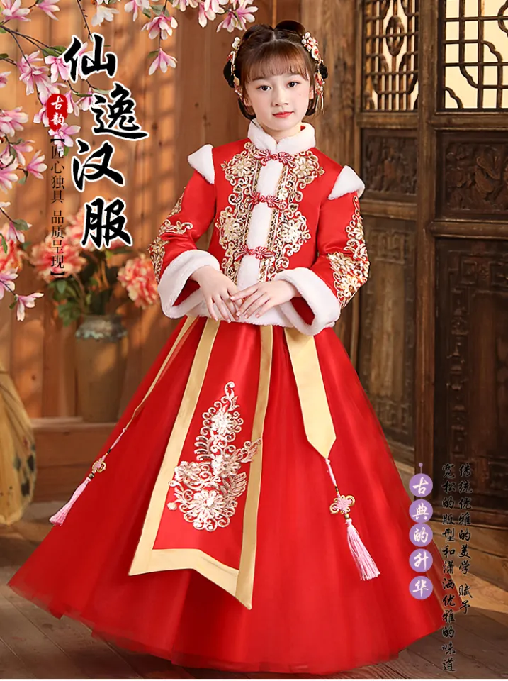 New Year New Year Baby Fleece lined Ancient Costume Girl Chinese Style Chinese Dress Cheongsam Winter Clothes Festive Han Dynasty Girl Clothes Thickened Lazada PH