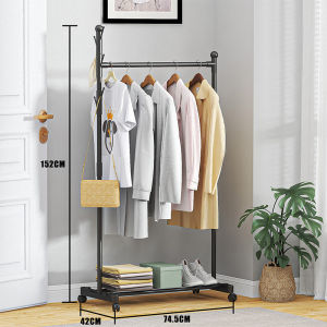 Single bar parallel bar household indoor floor hanger Room hanger Balcony drying rack Bedroom Simple mobile drying rack