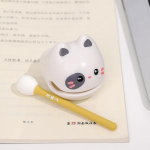 Cute Office Desk Decorative Stress Relief Toy Percussion Instrument Female Model Cartoon PVC Black Color Heartwood Fish