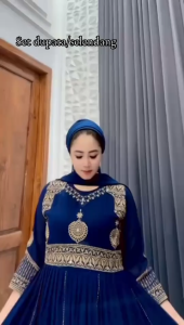 Gamis Hindi Talisha Ceruty All Size – Bonus Selendang Elegan & Tali Pinggang Manis