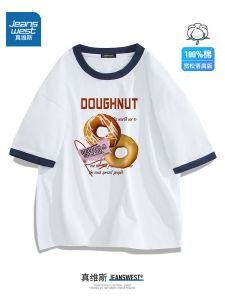 Jeanswest Womens round Neck T-Shirt Loose Fit Spring 2025 New Style Simple Design Cotton Short Sleeve Moisture Wicking